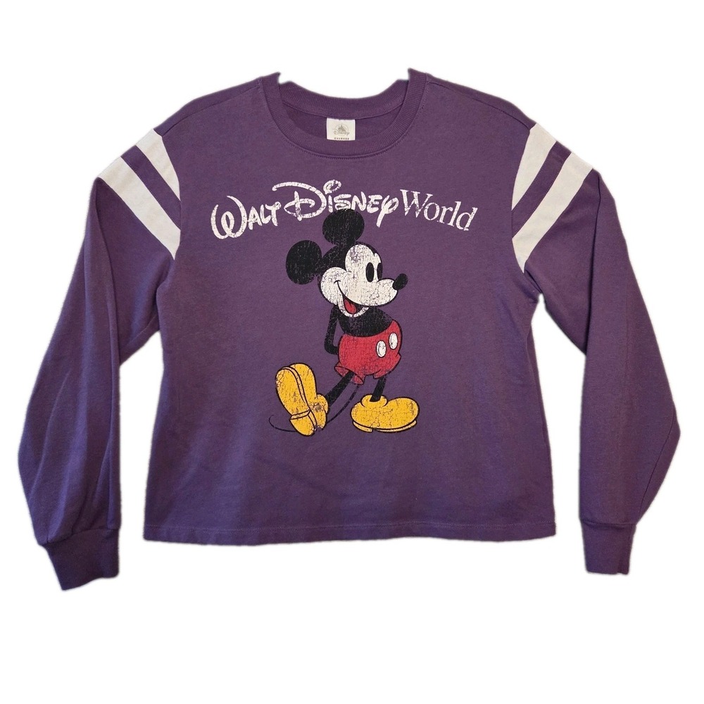 Walt Disney World Mickey Mouse Purple Adult Unisex Medium Varsity Sweatshirt